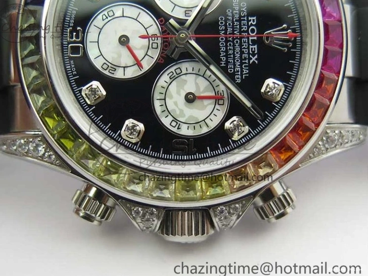 0203 Daytona 116599RBOW SS Rainbow Crystal BLF Best Edition Black Dial on Rubber Strap A Affordable 3237